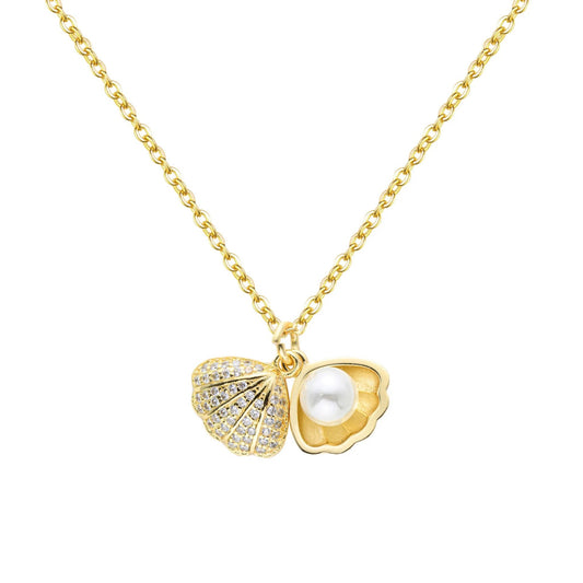 Ocean Treasure 18K Gold Plated Scalloped Pearl Necklace