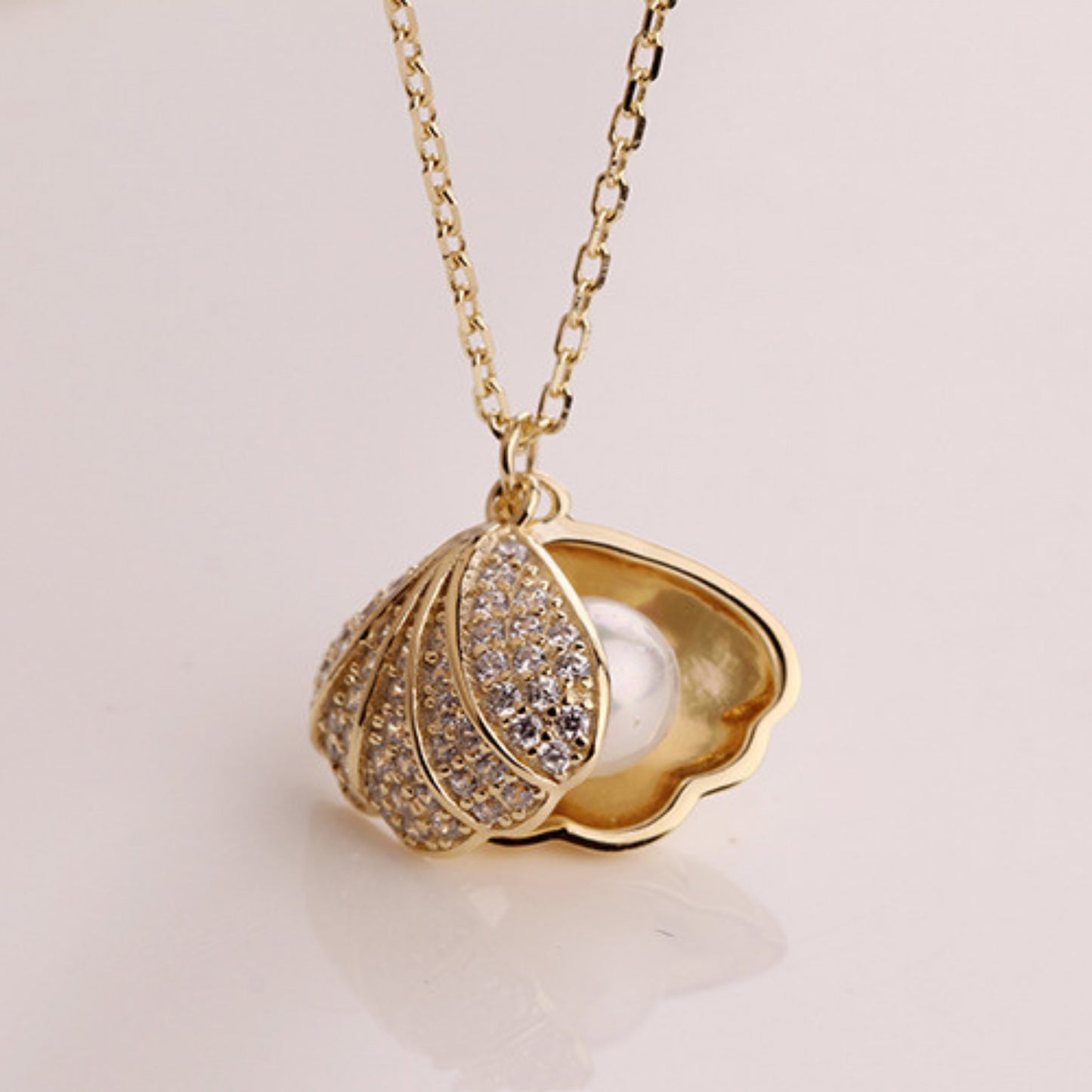 Ocean Treasure 18K Gold Plated Scalloped Pearl Necklace