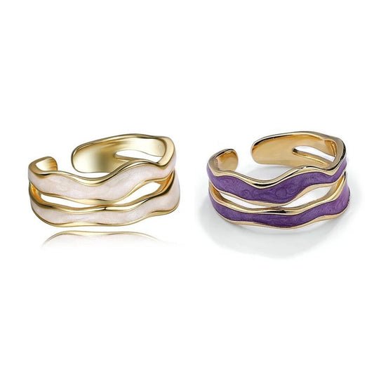 Ocean Wave Adjustable 925 Sterling Silver Rings