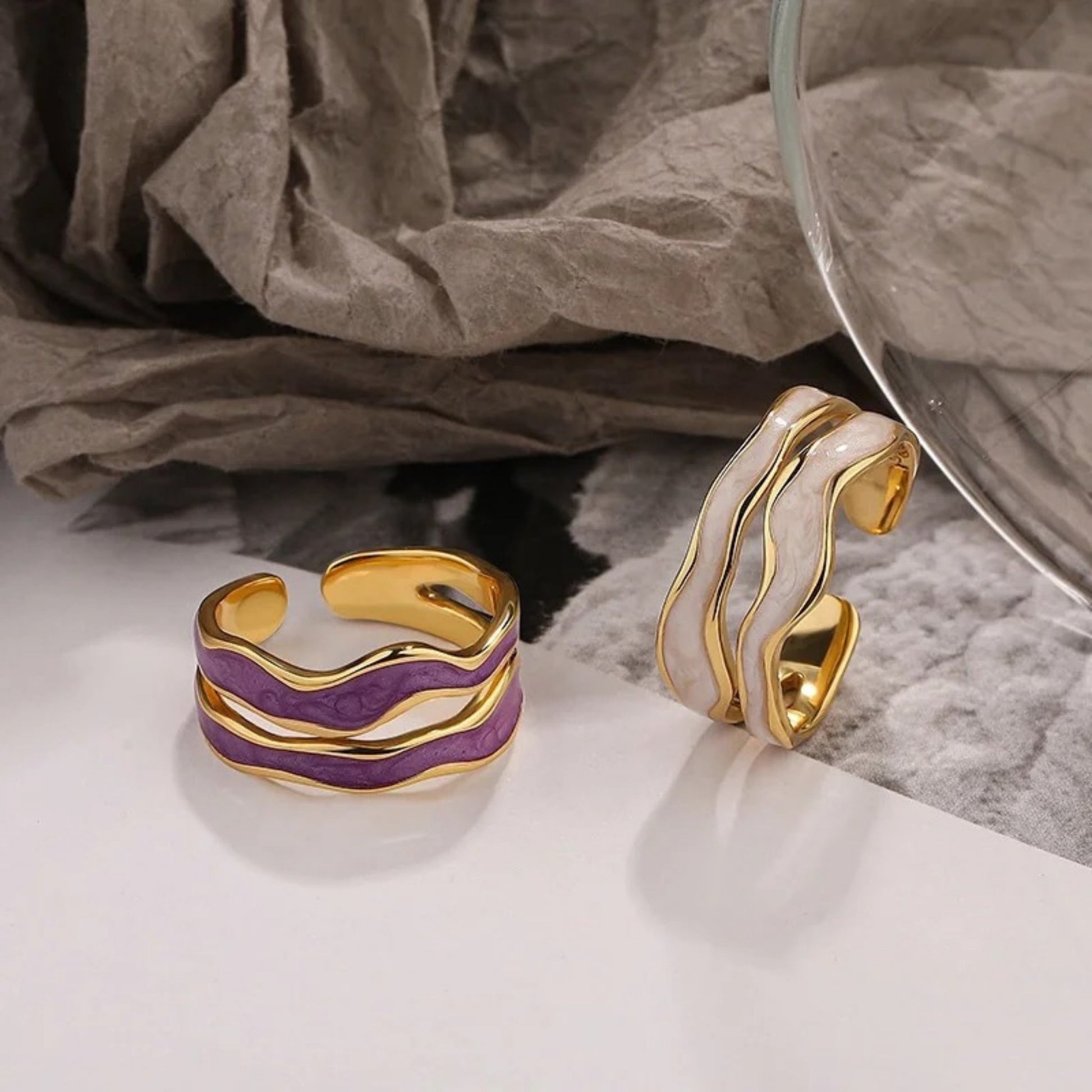 Ocean Wave Adjustable 925 Sterling Silver Rings