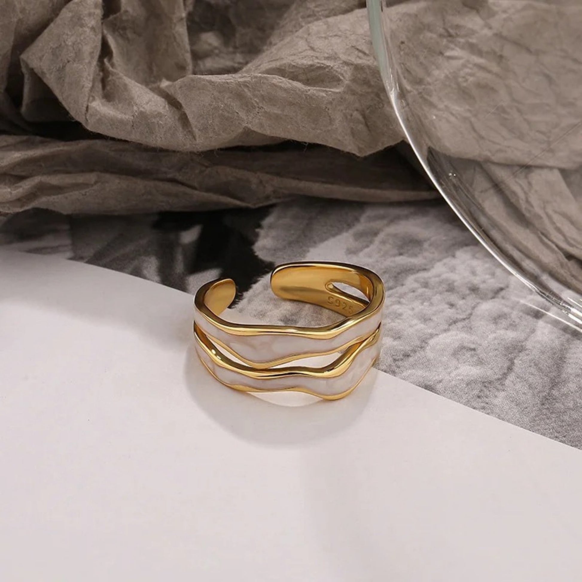 Ocean Wave Adjustable 925 Sterling Silver Rings