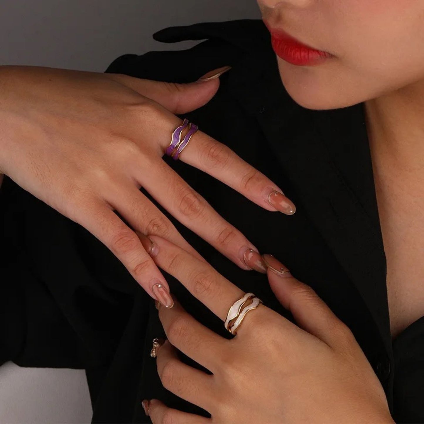 Ocean Wave Adjustable 925 Sterling Silver Rings