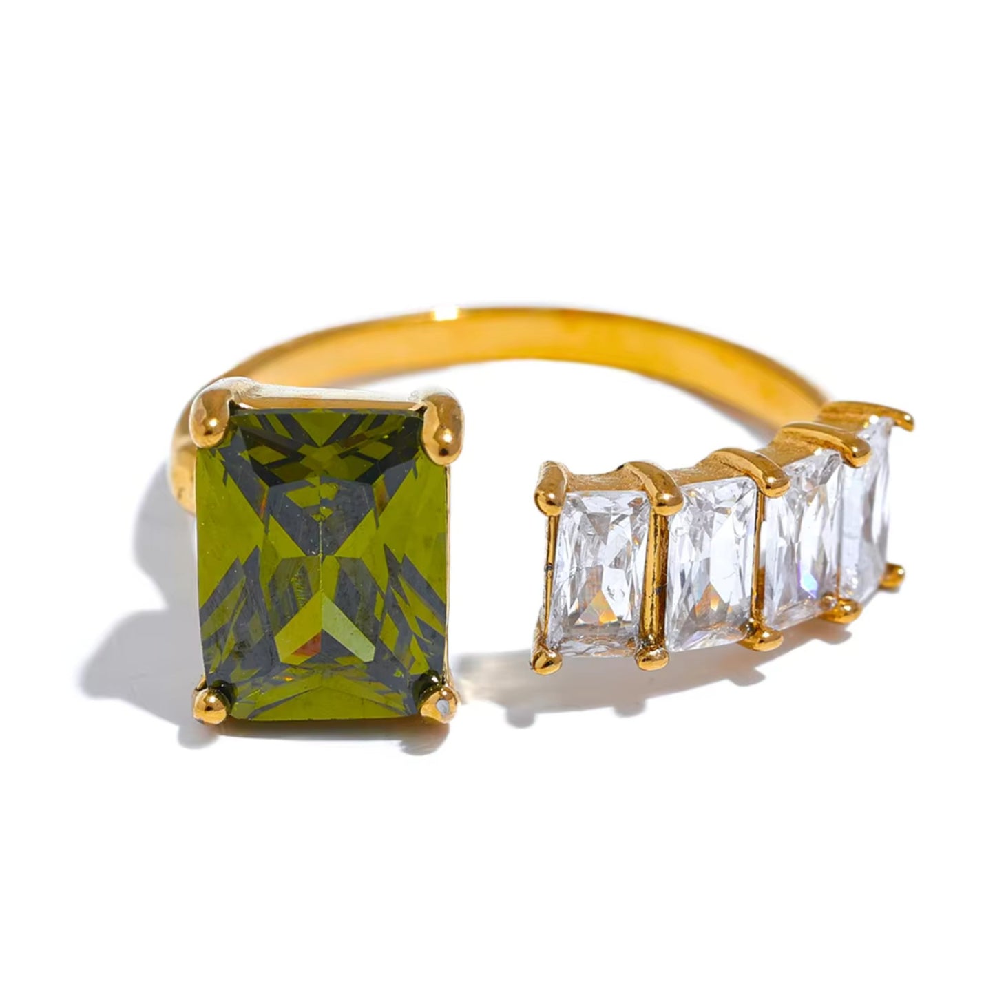 Prism Princess Gemstone 18K Gold Plated Ring