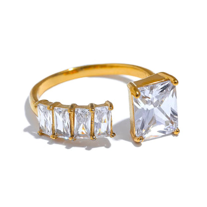 Prism Princess Gemstone 18K Gold Plated Ring
