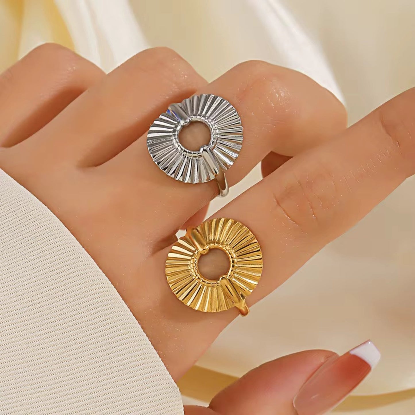 Radiant Circle Statement 18K Gold Plated Ring