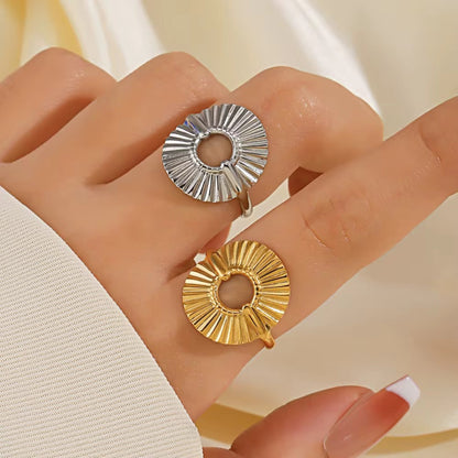 Radiant Circle Statement 18K Gold Plated Ring