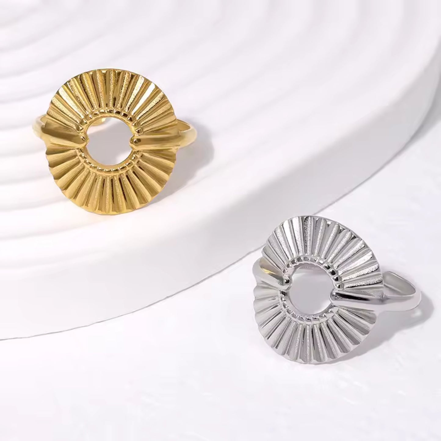 Radiant Circle Statement 18K Gold Plated Ring