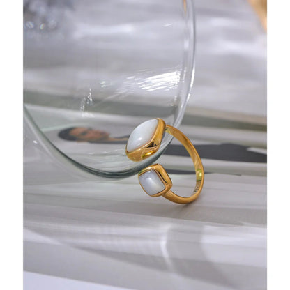 Radiant Dual-Square Shell Ring
