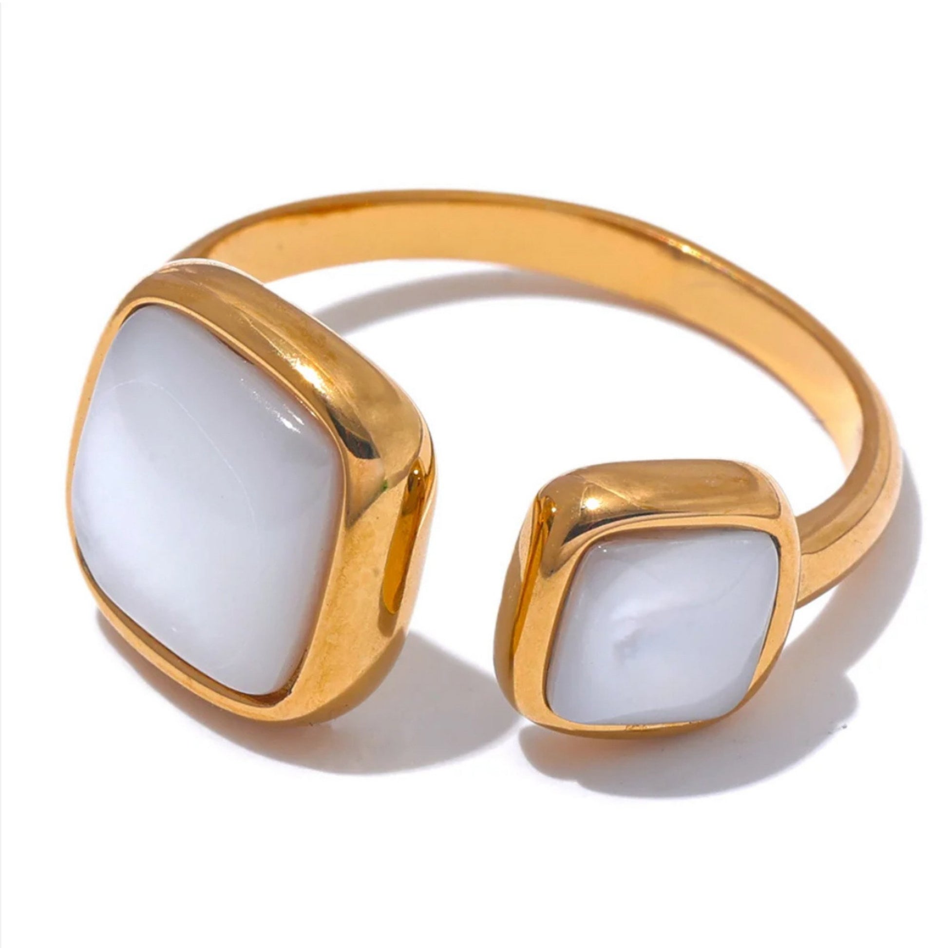 Radiant Dual-Square Shell Ring