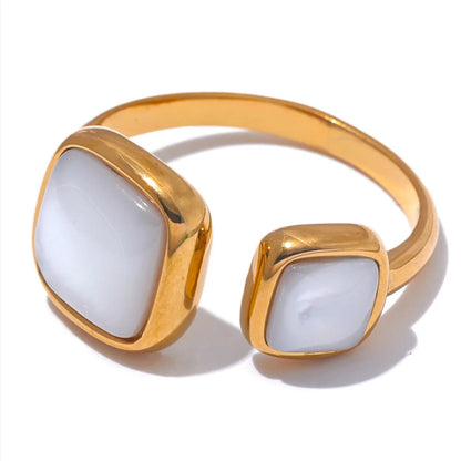Radiant Dual-Square Shell Ring
