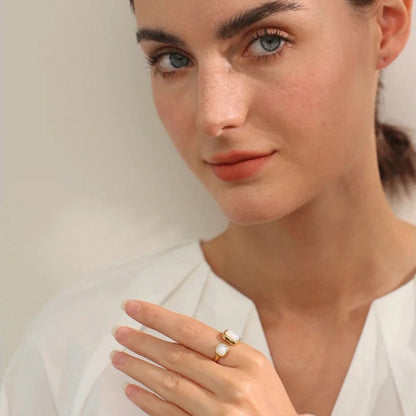 Radiant Dual-Square Shell Ring