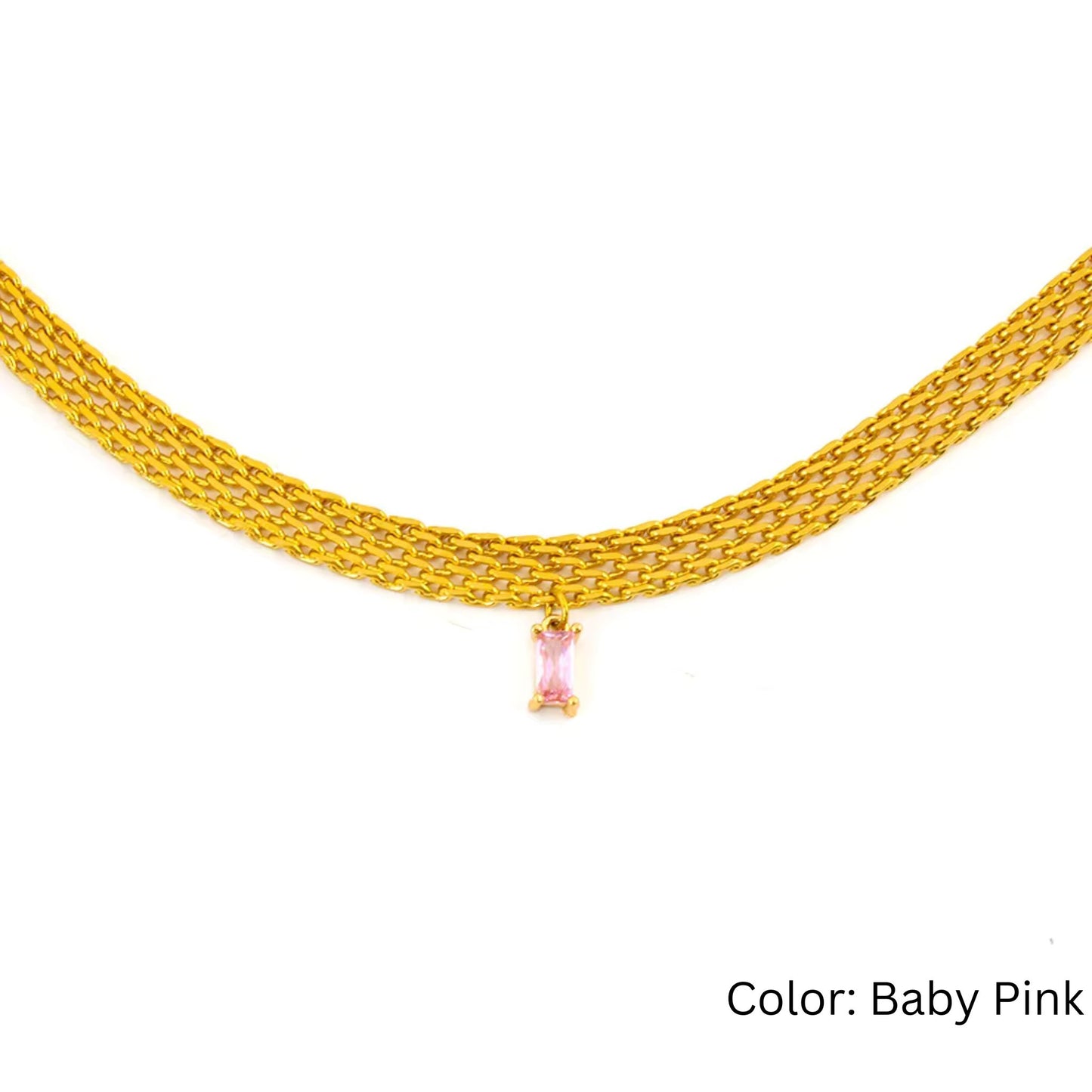 Radiant Spectrum 18K Gold Plated Snake Chain Necklace