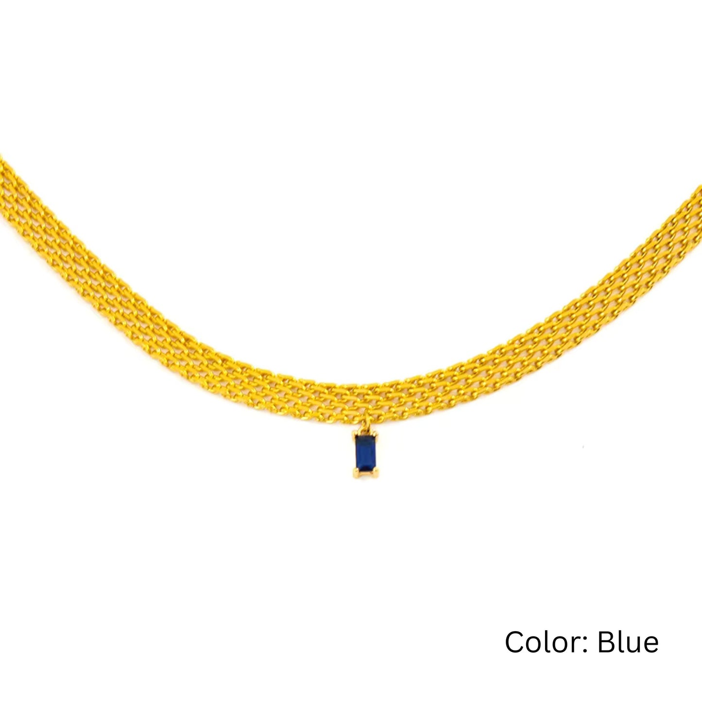 Radiant Spectrum 18K Gold Plated Snake Chain Necklace