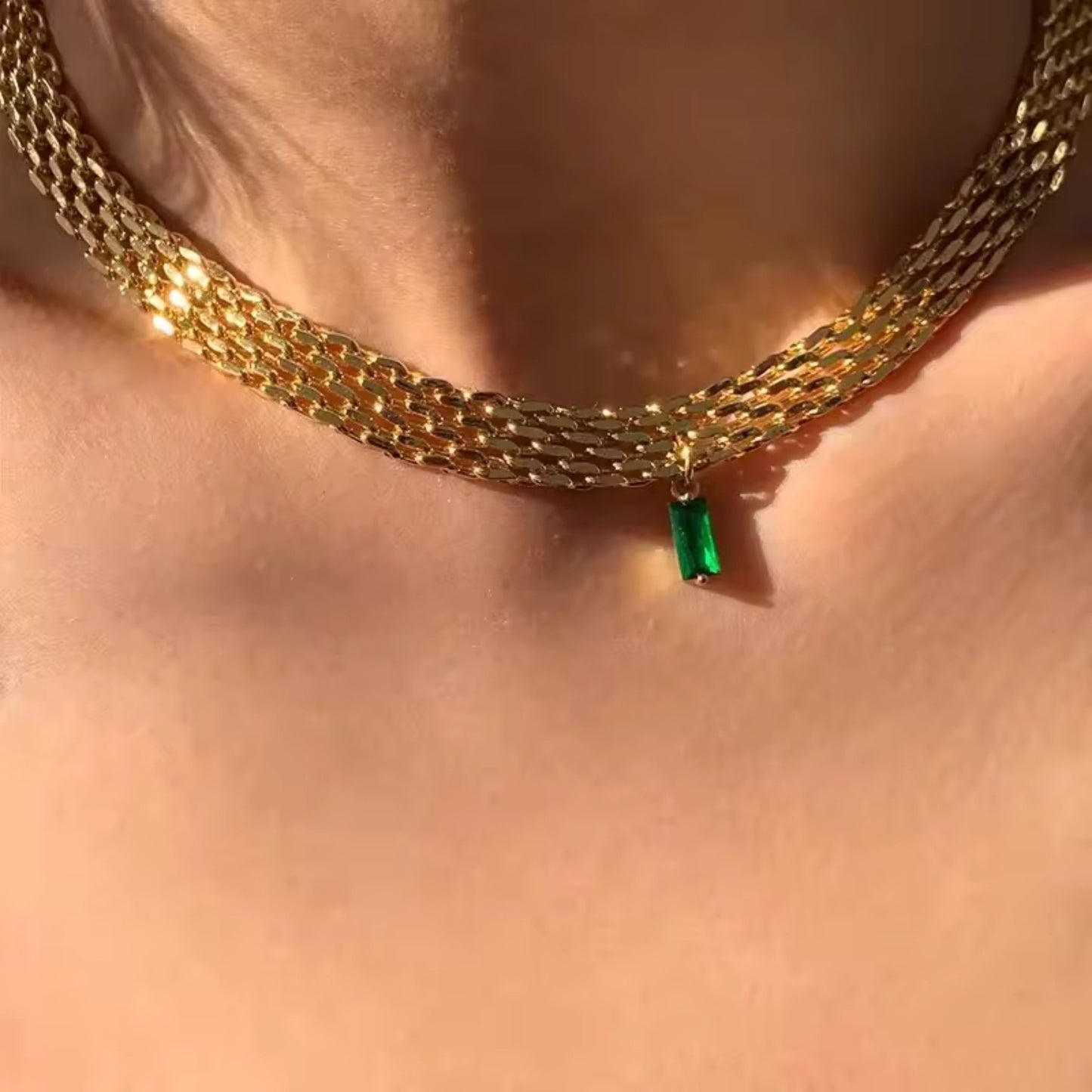 Radiant Spectrum 18K Gold Plated Snake Chain Necklace