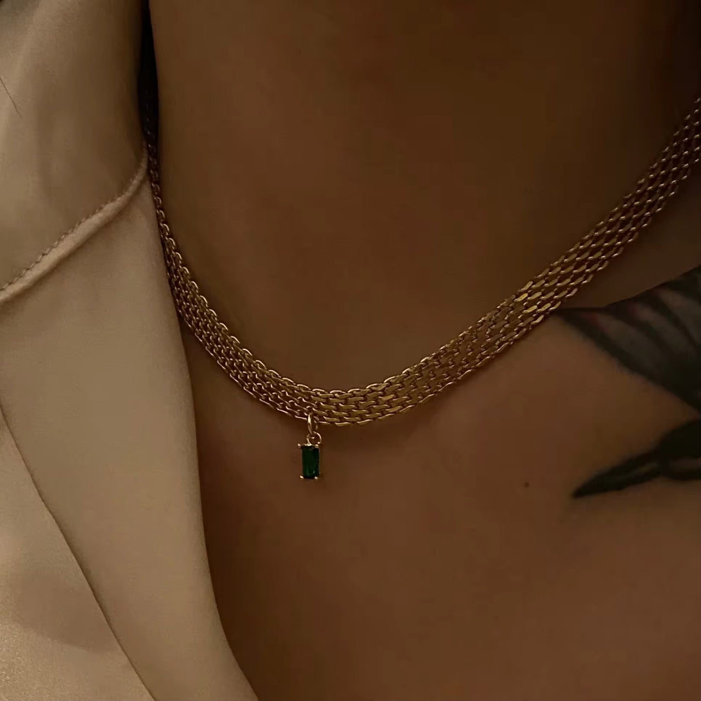 Radiant Spectrum 18K Gold Plated Snake Chain Necklace