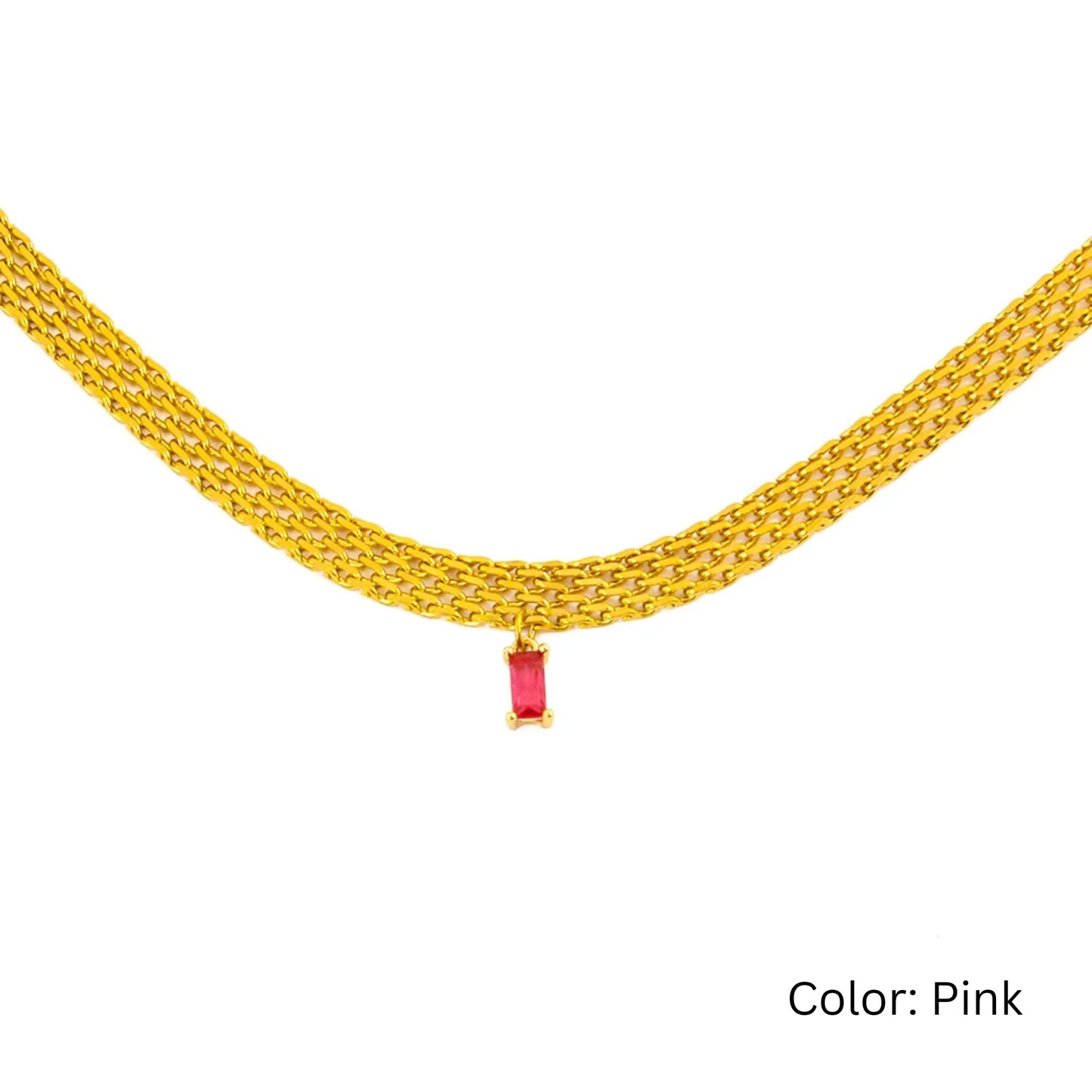 Radiant Spectrum 18K Gold Plated Snake Chain Necklace
