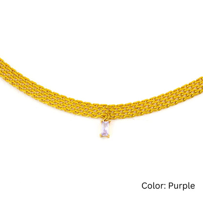 Radiant Spectrum 18K Gold Plated Snake Chain Necklace