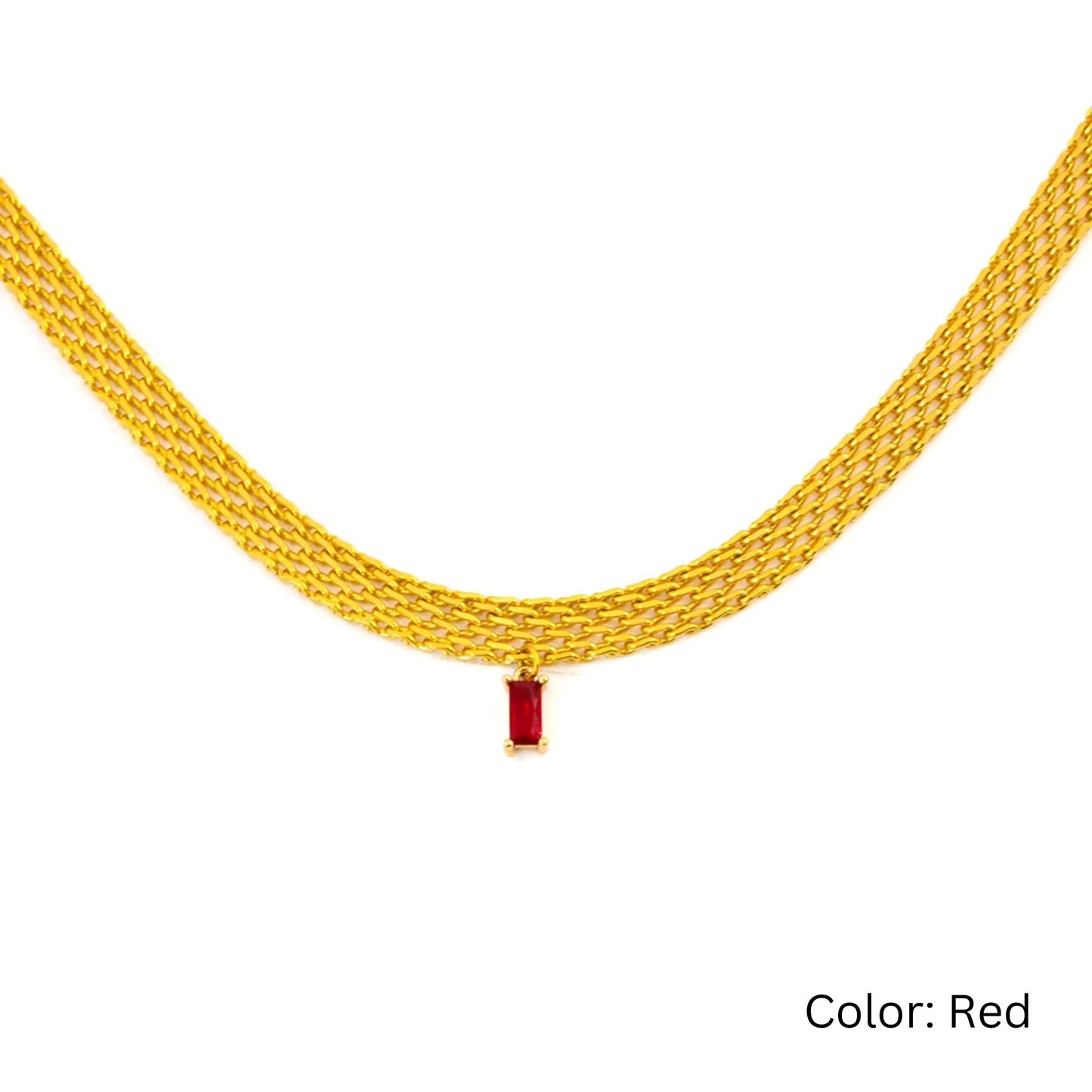 Radiant Spectrum 18K Gold Plated Snake Chain Necklace