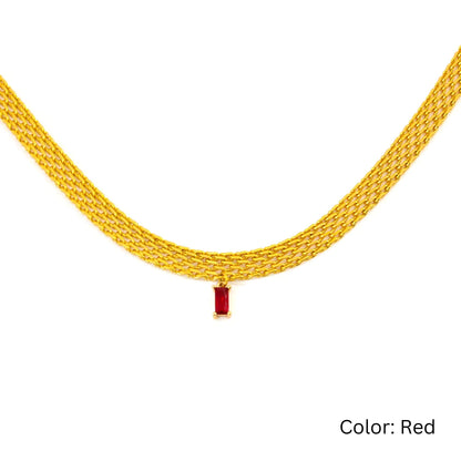 Radiant Spectrum 18K Gold Plated Snake Chain Necklace