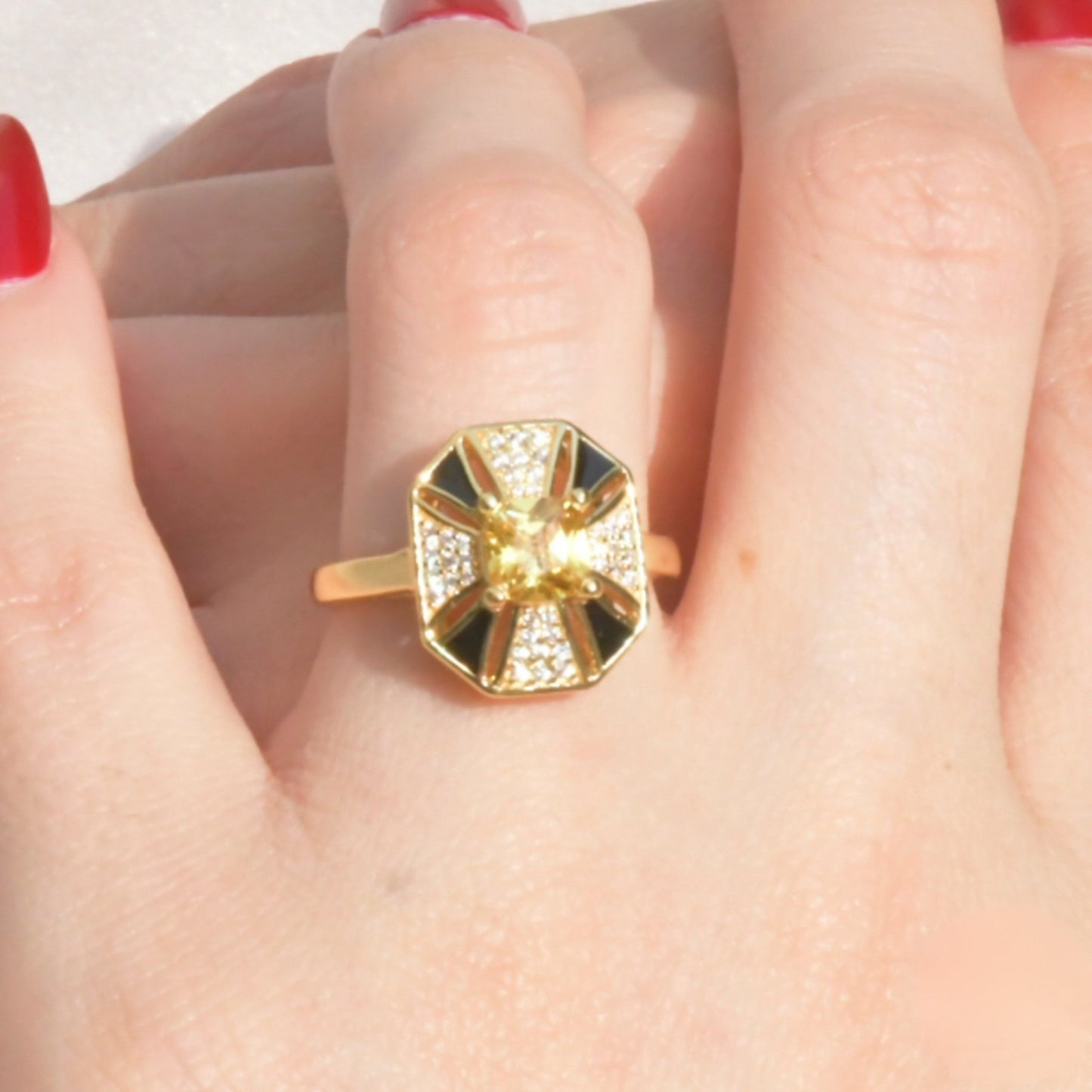 Radiant Sunburst Enamel Ring