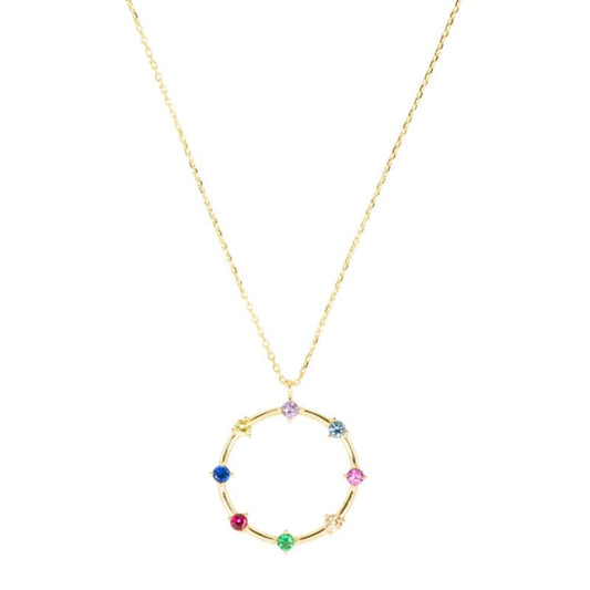 Rainbow Circle 18K Gold Plated Sterling Silver Necklace