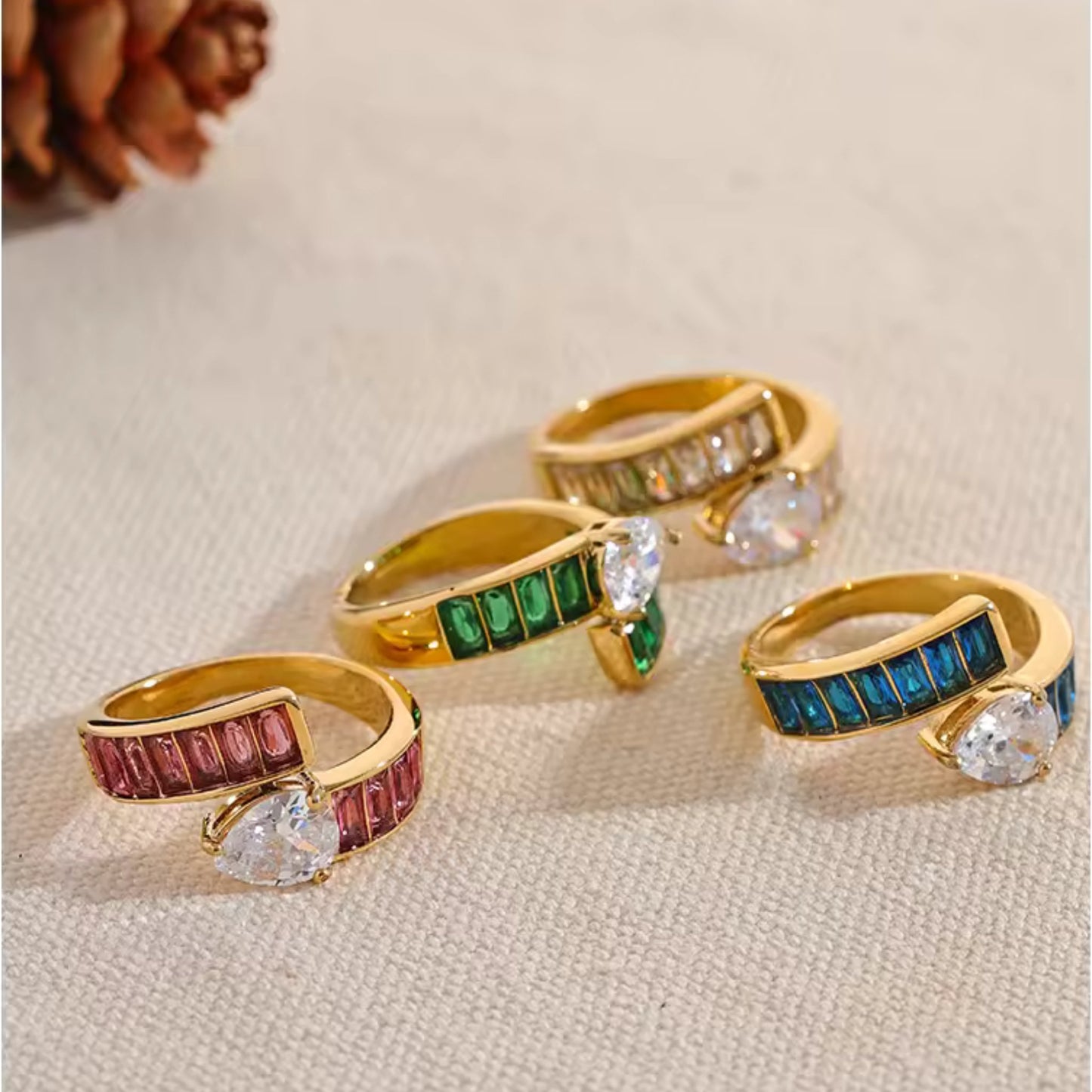 Regal Radiance Gemstone 18K Gold Plated Ring