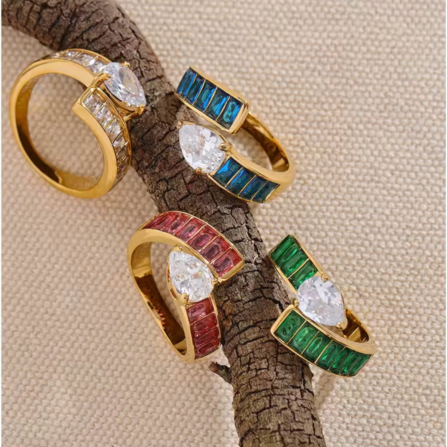 Regal Radiance Gemstone 18K Gold Plated Ring