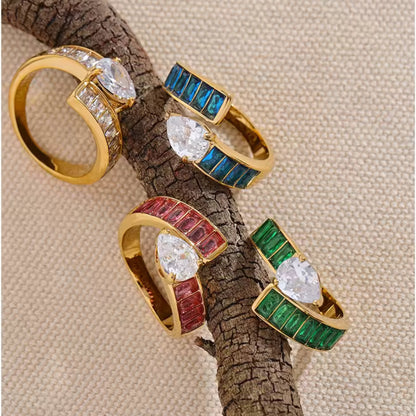 Regal Radiance Gemstone 18K Gold Plated Ring