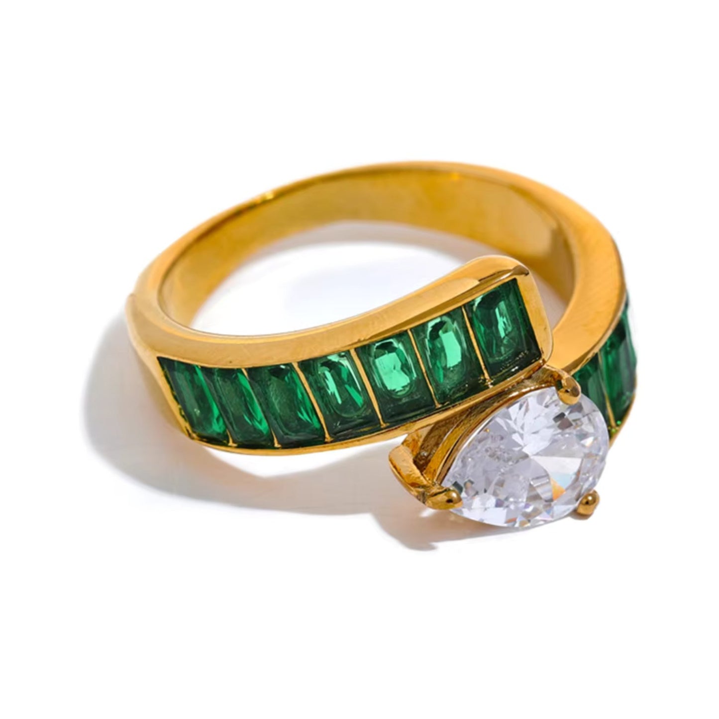 Regal Radiance Gemstone 18K Gold Plated Ring