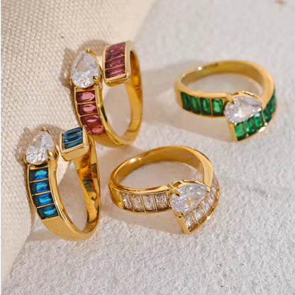 Regal Radiance Gemstone 18K Gold Plated Ring