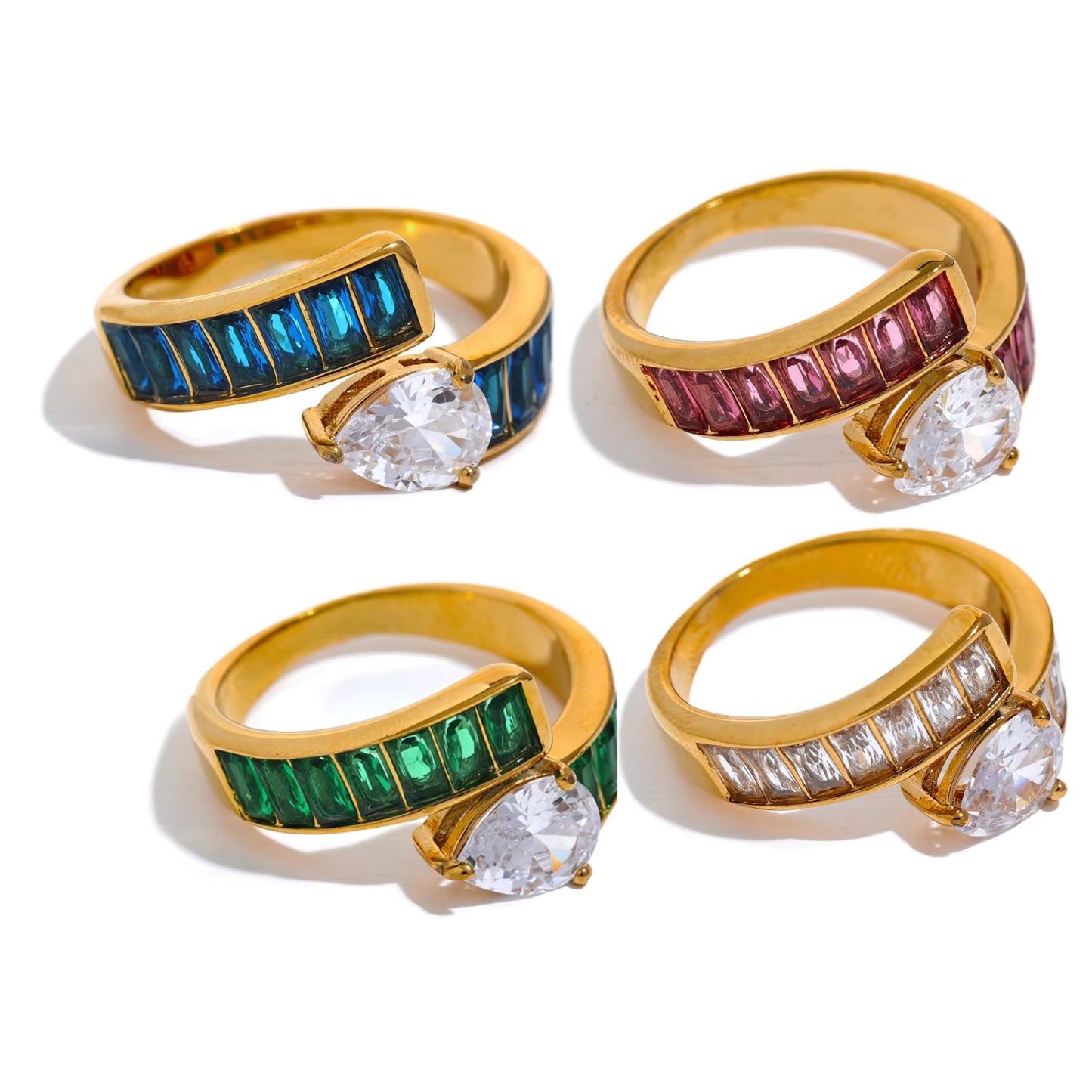 Regal Radiance Gemstone 18K Gold Plated Ring
