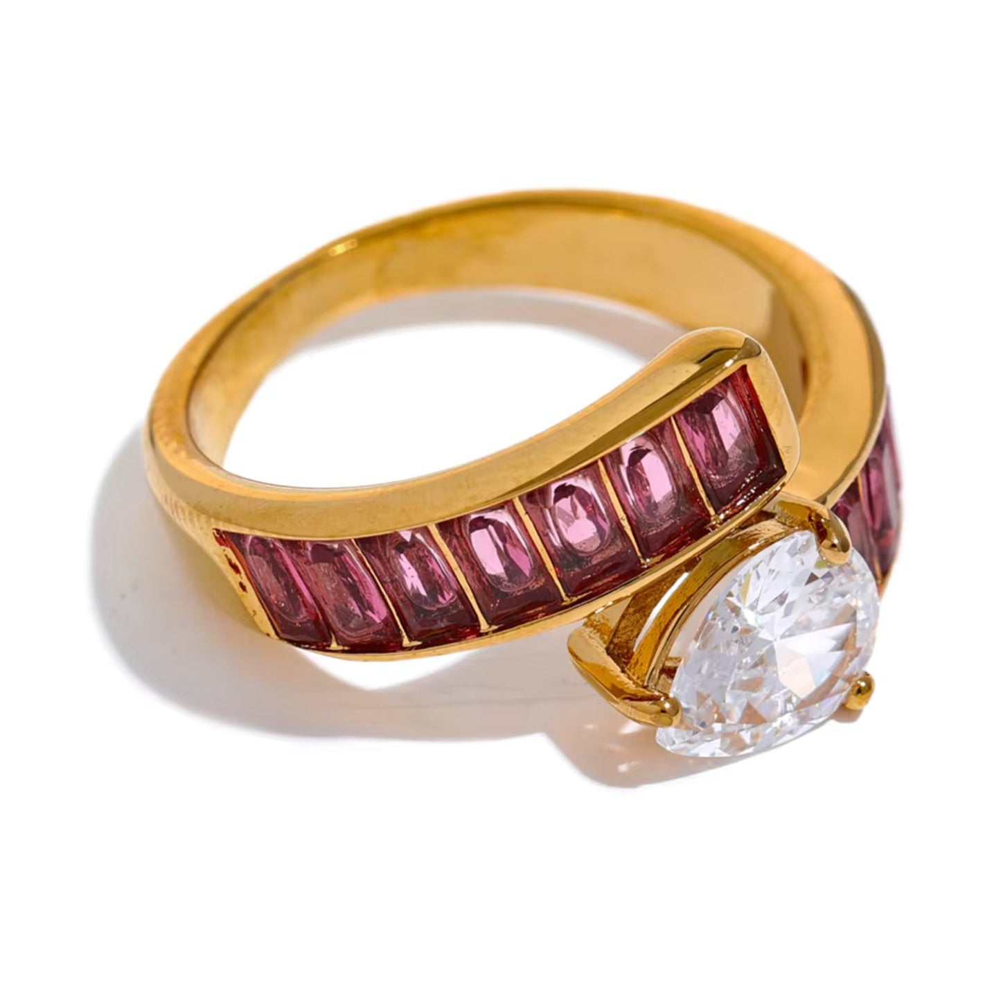 Regal Radiance Gemstone 18K Gold Plated Ring