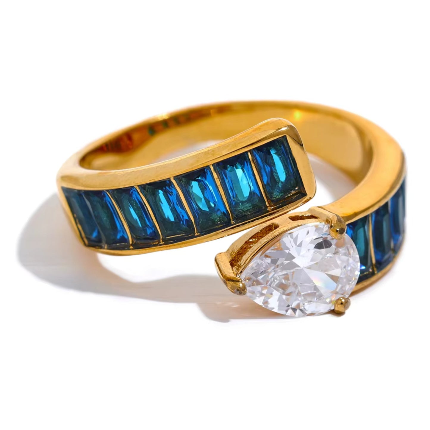 Regal Radiance Gemstone 18K Gold Plated Ring