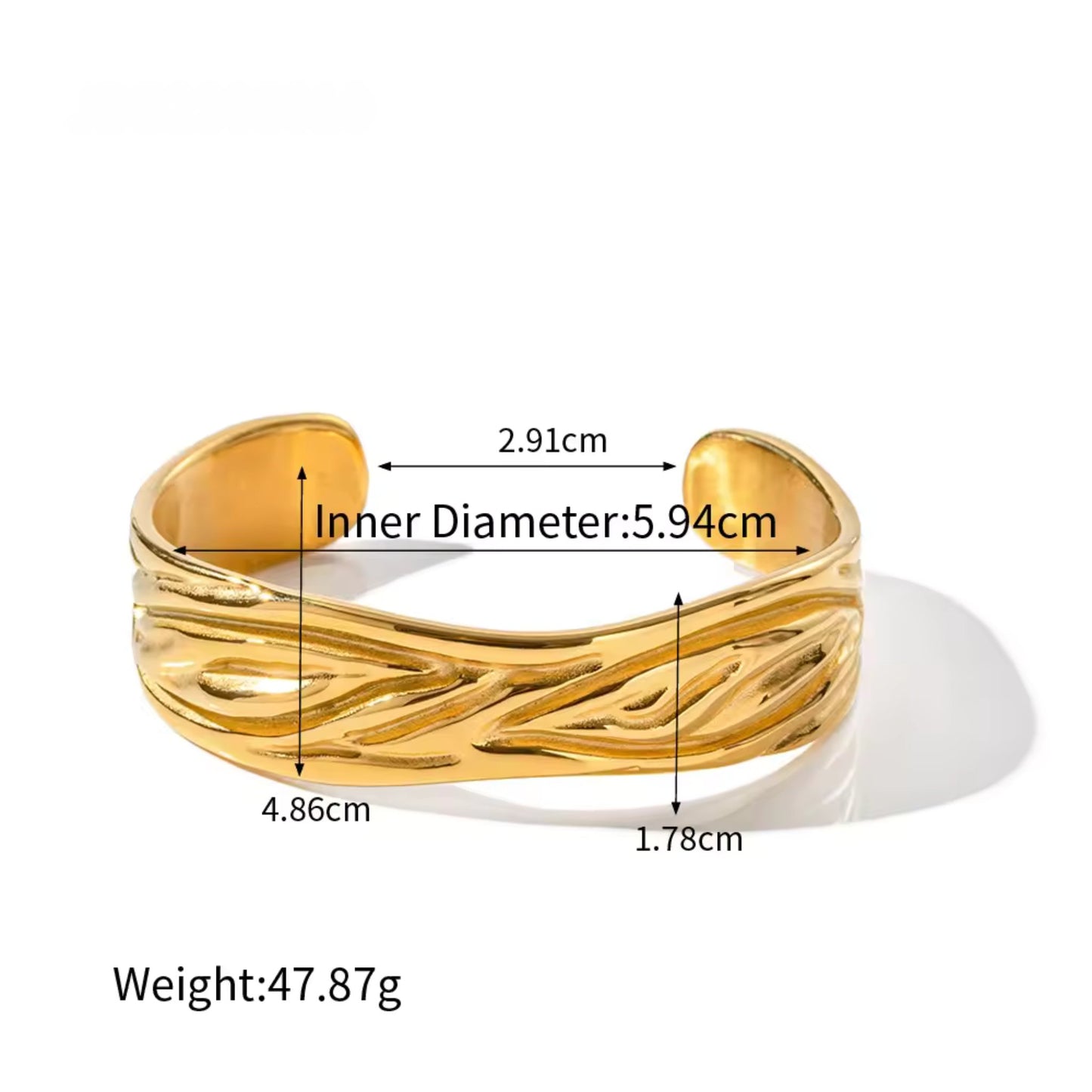 Regal Wave 18K Gold Plated Stainless Steel Cuff Bracelet
