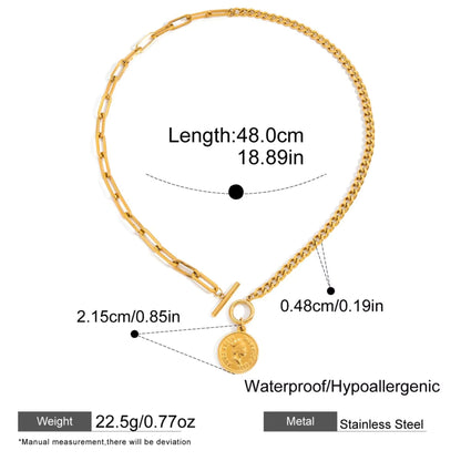Roman Coin Chain Necklace – 18K Gold Stainless Steel