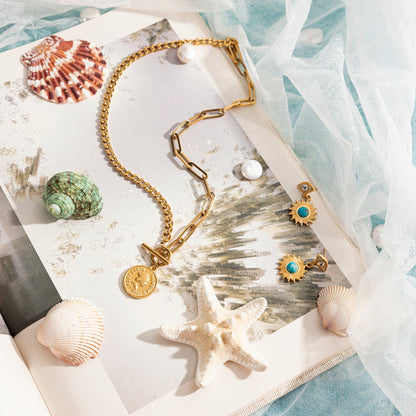 Roman Coin Chain Necklace – 18K Gold Stainless Steel