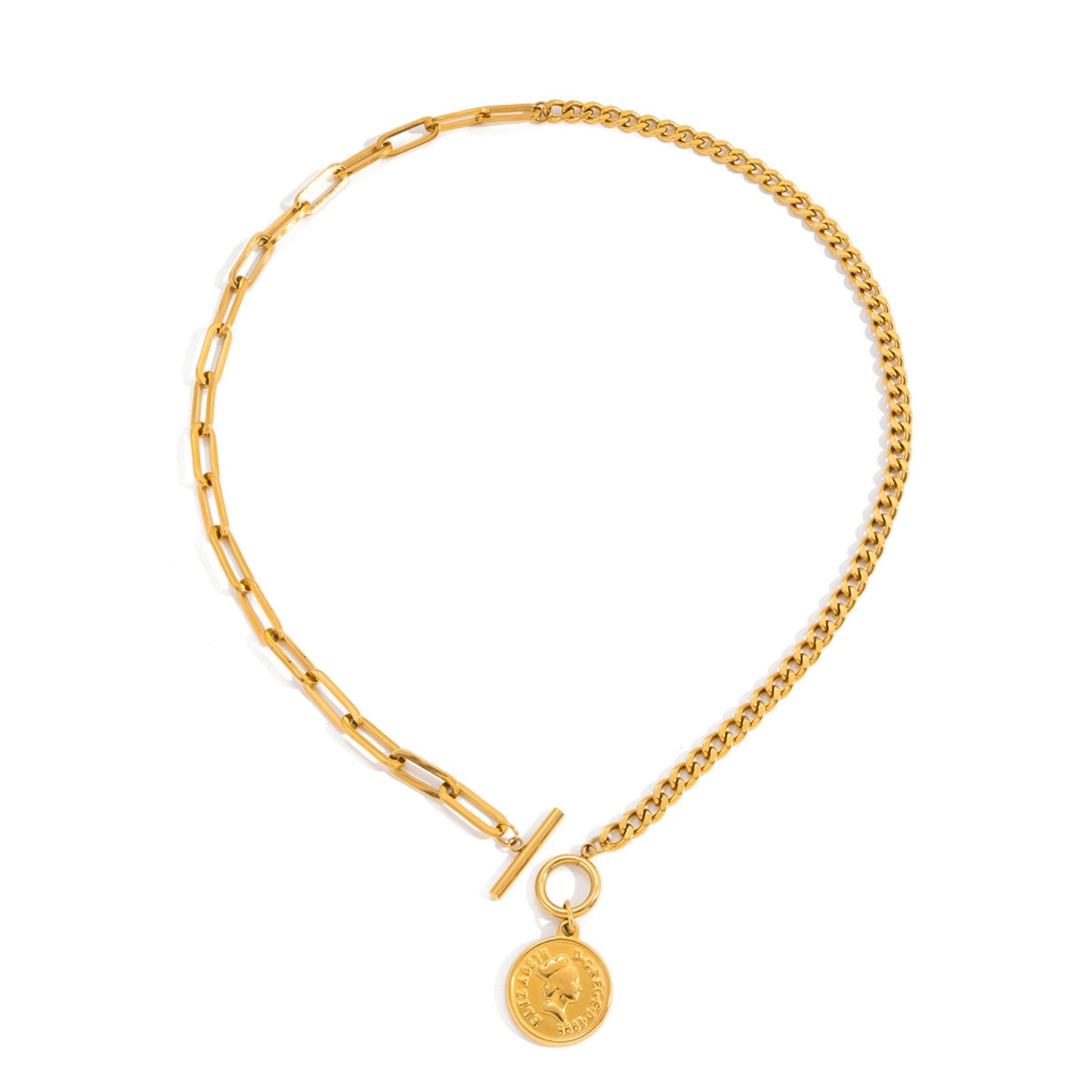 Roman Coin Chain Necklace – 18K Gold Stainless Steel