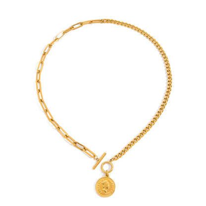 Roman Coin Chain Necklace – 18K Gold Stainless Steel