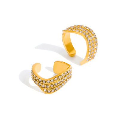 Sculpted Wave Hoop Earrings – 18K Gold Plated Stainless Steel