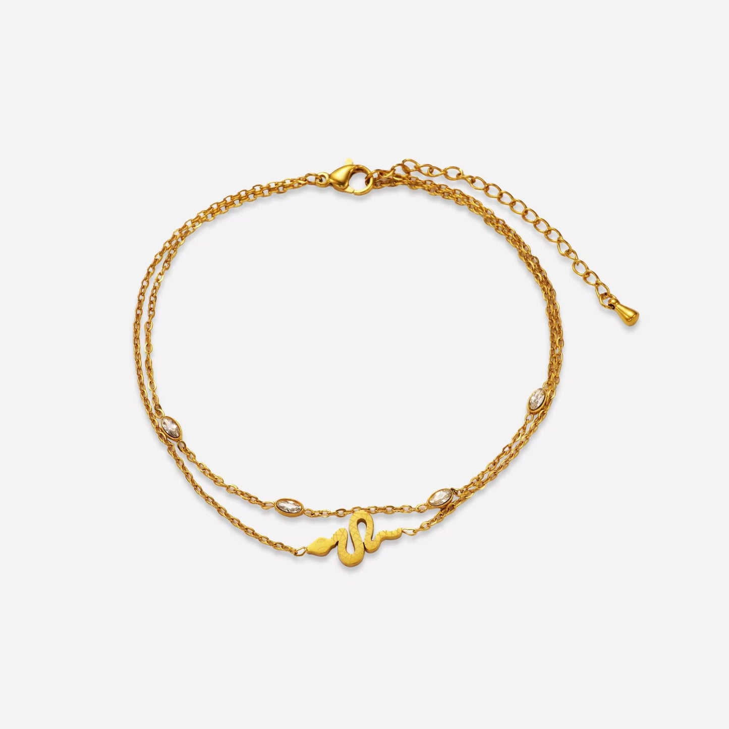 Serpentine Elegance 18K Gold Plated Anklet
