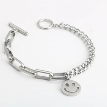 Smiley Charm Mixed Chain Bracelet