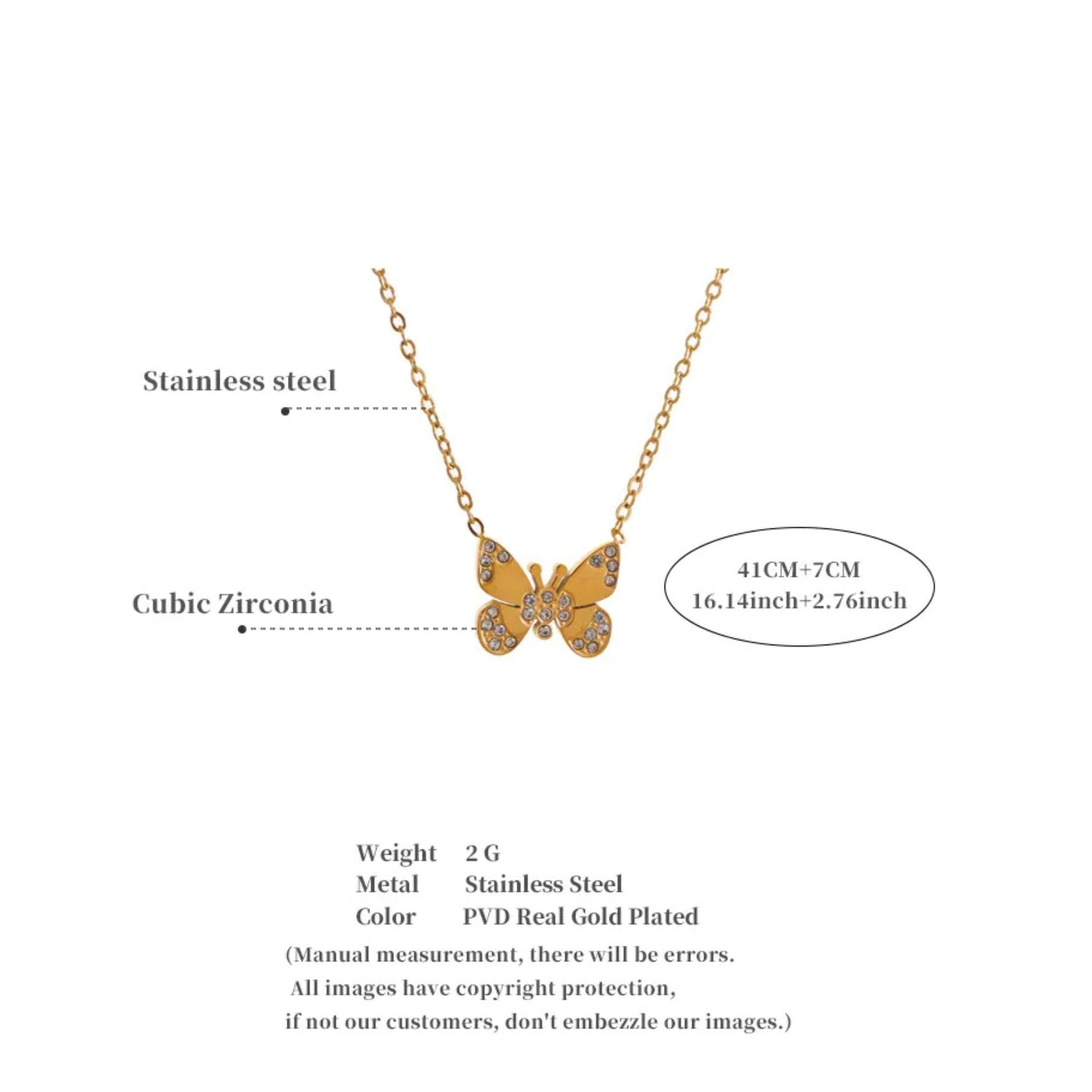 Dimensions and Features of Butterfly Pendant Necklace