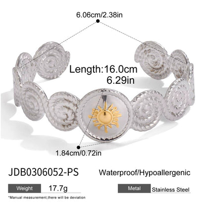 Sun Spiral Cuff Bracelet – Two-Tone Stainless Steel