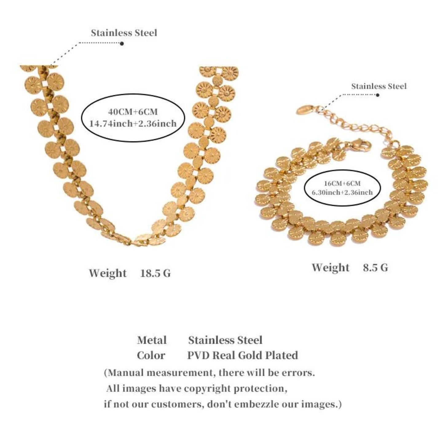 Sunburst Coin Necklace and Bracelet Set