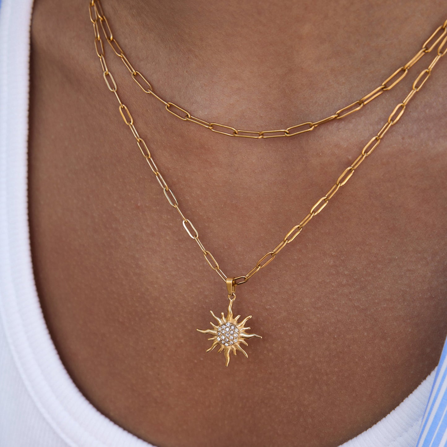 Sunburst Jewelry Collection – 18K Gold Stainless Steel