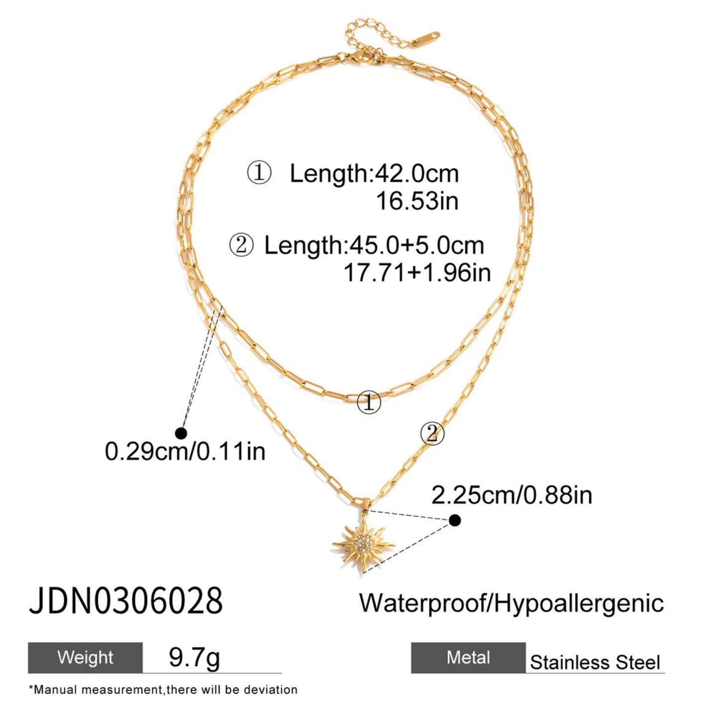 Sunburst Jewelry Collection – 18K Gold Stainless Steel