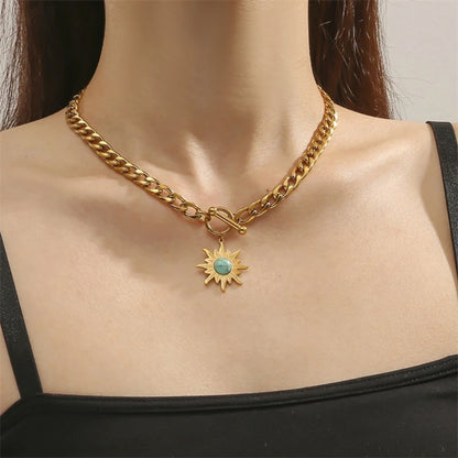 Sunburst Turquoise Charm Necklace
