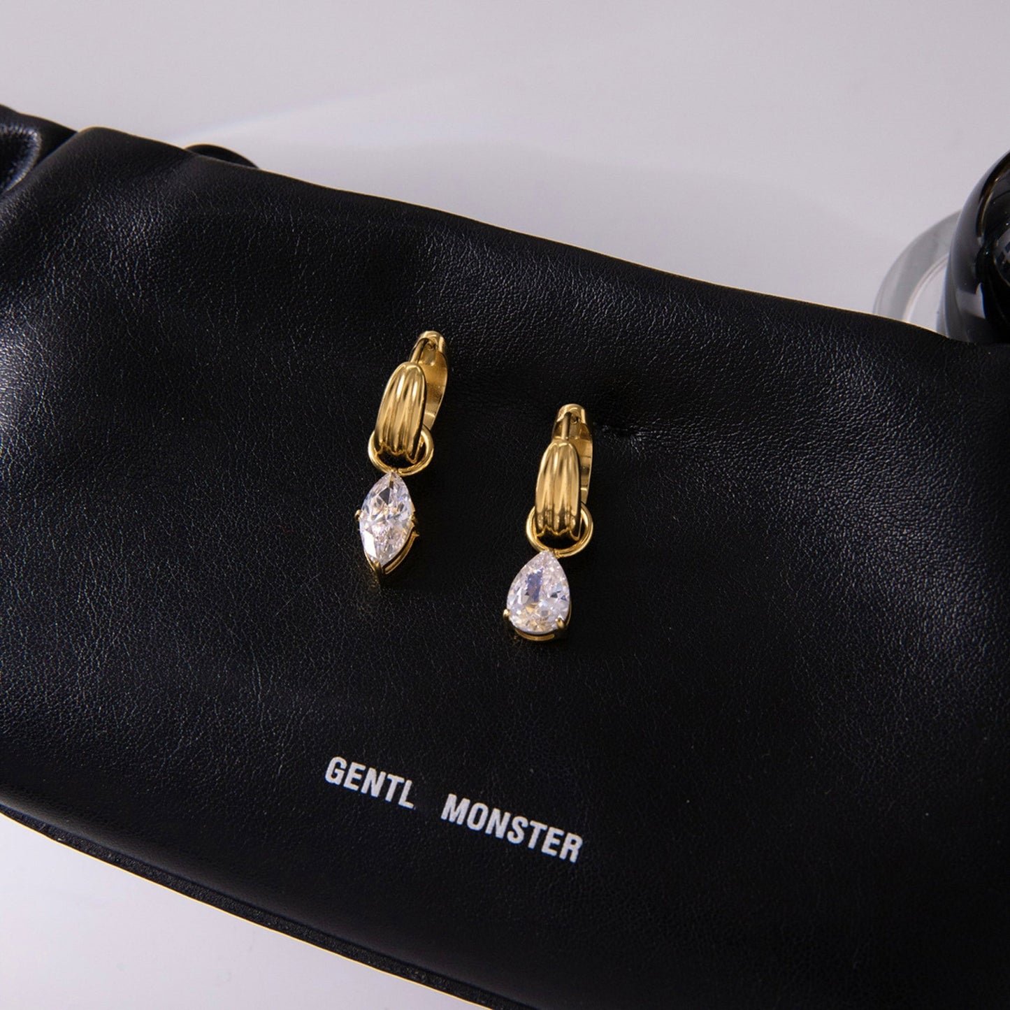 Teardrop Crystal Hoop Earrings – 18K Gold Plated