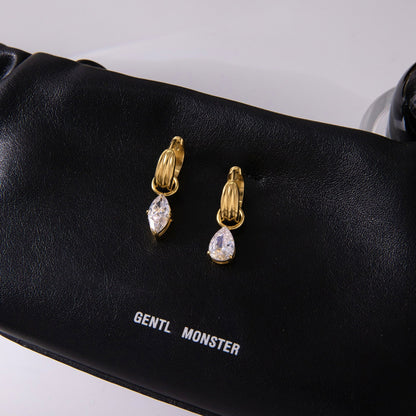 Teardrop Crystal Hoop Earrings – 18K Gold Plated