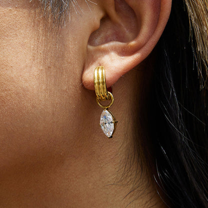 Teardrop Crystal Hoop Earrings – 18K Gold Plated